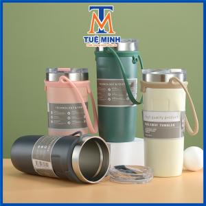 Bình giữ nhiệt 700ml Tumi chất liệu inox có dây đeo cao su tặng kèm ống hút