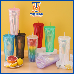 Ly uống nước vân kim cương trơn màu 750ml chất liệu nhựa PP an toàn sức khỏe