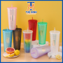 Ly uống nước vân kim cương trơn màu 750ml chất liệu nhựa PP an toàn sức khỏe