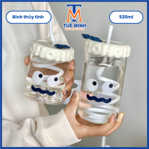 Bình thủy tinh Hoho dung tích 520ml chất liệu thủy tinh