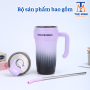 Bình giữ nhiệt phun sương 2 màu 900ml tăng kèm ống hút và vòi hút cao su dễ dàng vệ sinh