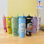 Bình giữ nhiệt hoạt hình đáng yêu 900ml tặng kèm ống hút