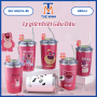Ly giữ nhiệt 450ml Gấu dâu chất liệu inox 304 tăng kèm ống hút inox