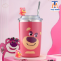 Ly giữ nhiệt 450ml Gấu dâu chất liệu inox 304 tăng kèm ống hút inox