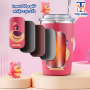 Ly giữ nhiệt 450ml Gấu dâu chất liệu inox 304 tăng kèm ống hút inox