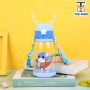 Bình nước nhựa tập uống 600ml nhựa nguyên sinh an toàn cho bé kèm dây đeo