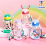 Bình nước nhựa tập uống 600ml nhựa nguyên sinh an toàn cho bé kèm dây đeo