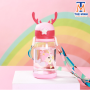 Bình nước nhựa tập uống 600ml nhựa nguyên sinh an toàn cho bé kèm dây đeo