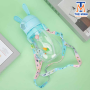 Bình nước nhựa tập uống tai thỏ cao su kèm dây đeo tiện lợi